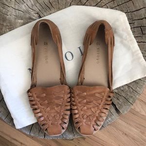 Nisolo tan huarache shoes, size 10